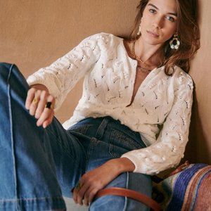 Sezane Marthe Jumper Button-up Cardigan in Ecru